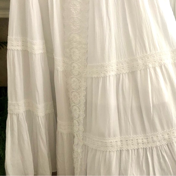 NEW! Boho Tiered White Maxi Sleeveless Tube Top Style Lace Dress XL - Picture 5 of 8